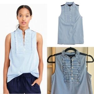 J Crew Pleated Bib Top in Stripe